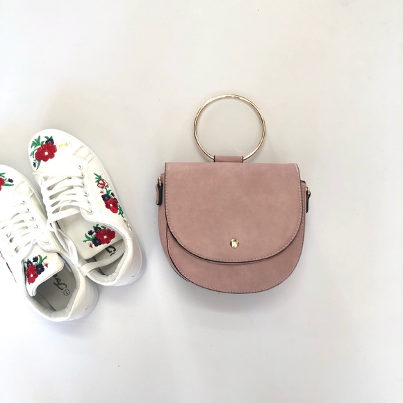 Round Handle Purse Satchel Cross Body New Pink - Picture 5 of 7